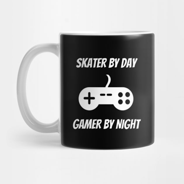 Skater By Day Gamer By Night - Skater Gift by Petalprints